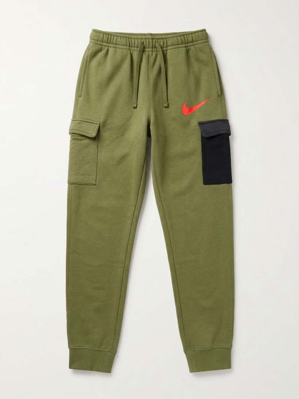 Nike Boys Large L Cargo Sweatpants Olive Green Pink Swoosh Fleece Joggers Flawed